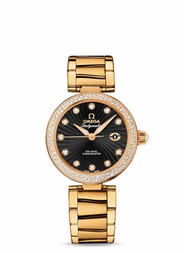 Omega LadyMatic Co-Axial 34 Yellow Gold / Diamond / Black / Bracelet 425.65.34.20.51.002 (42565342051002)